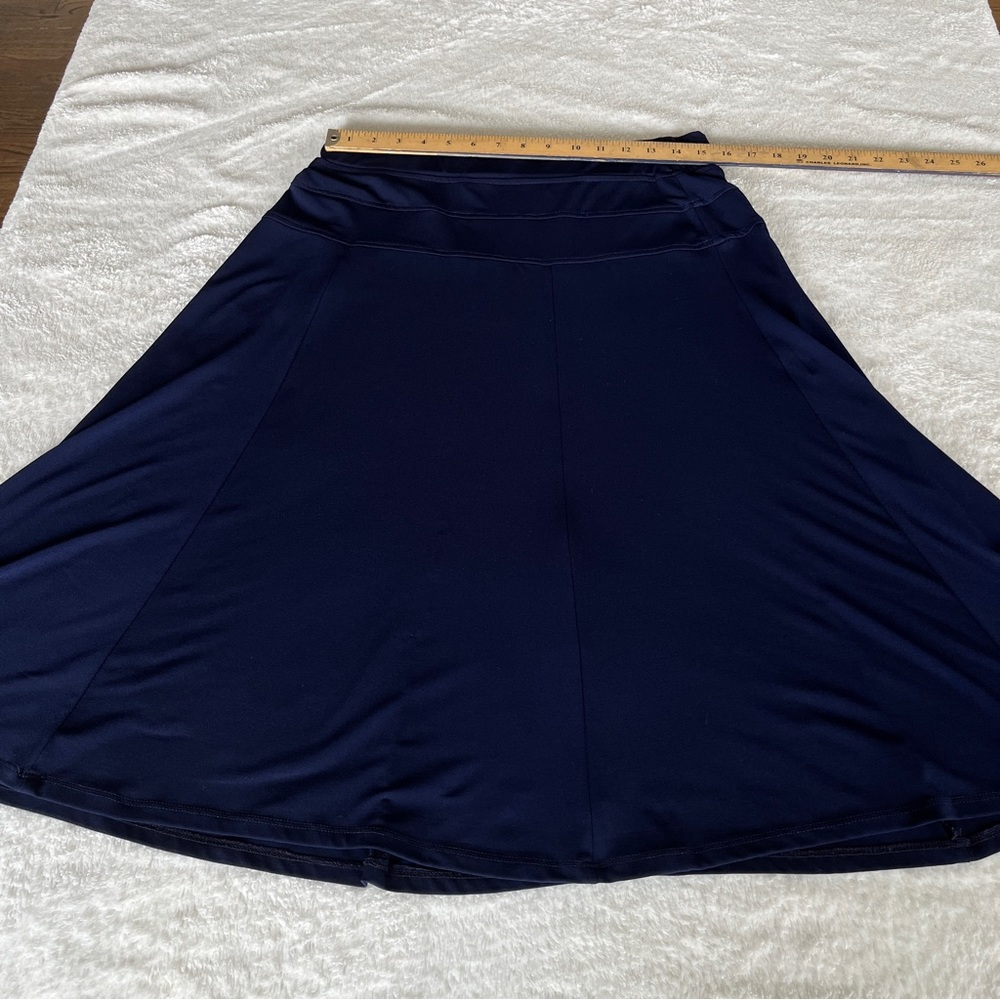 Roz & Ali Women A-Line Midi Skirt Navy Blue Stretch Large - Picture 5 of 6